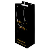 70歳の誕生日ブラック金ゴールドこんにちは70タイポグラフィ ワインギフトバッグ (裏面アングル)