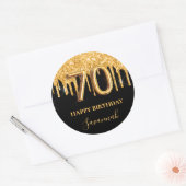 70歳の誕生日ブラック金ゴールドグリッターバルーンパーティー ラウンドシール (封筒)