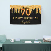 70歳の誕生日ブラック金ゴールドグリッター 横断幕 (トレードショー)
