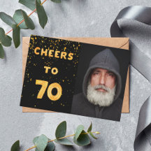 70歳の誕生日ブラック金ゴールドフォト応援