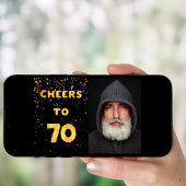 70歳の誕生日ブラック金ゴールドフォト応援 招待状