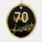 70歳の誕生日ブラック金ゴールド音符名 セラミックオーナメント (左)