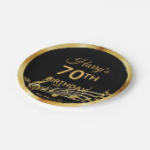 70歳の誕生日ブラック金ゴールド音符名 ペーパープレート (アングル)