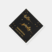 70歳の誕生日ブラック金ゴールドhello 70 name script スタンダードカクテルナプキン (角)