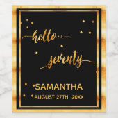 70歳の誕生日ブラック金ゴールドhello 70 name script ワインラベル (シングルラベル)