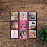 70歳の誕生日ブルゴーニュの名前photo collage ジグソーパズル<br><div class="desc">女性の70歳の誕生日の贈り物、あなたの写真祝の8のコラージュで彼女の人生。名前、年齢70と日付のテンプレート。誕生日又は記念日濃い紫と白い色の文字紫のガーリーグラデフェミニンーション背景色。</div>