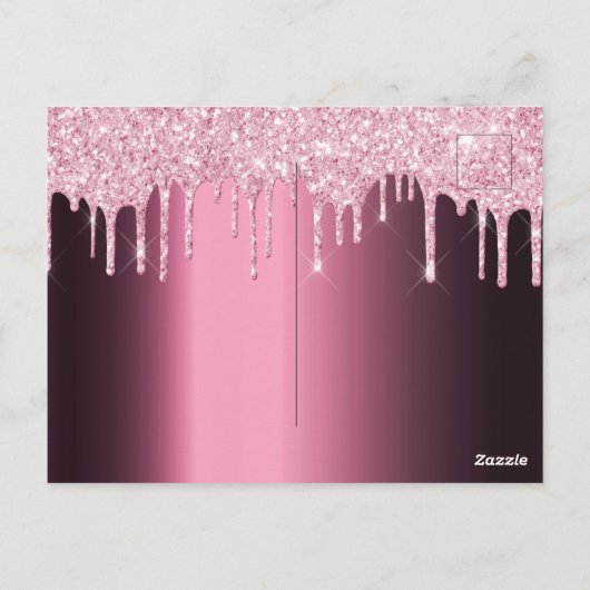 70歳の誕生日ブルゴーニュ紫のグリッター ポストカード (裏面)