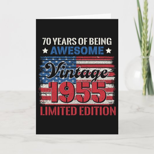 70歳の誕生日プレゼント アメリカ国旗 ヴィンテージ カード (正面)