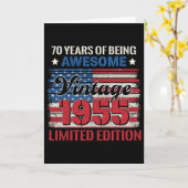 70歳の誕生日プレゼント アメリカ国旗 ヴィンテージ カード (黄色い花)