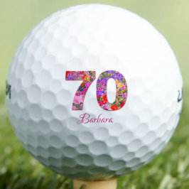 70歳の誕生日プレゼント 女性 ピンクの花 70 カスタム ゴルフボール