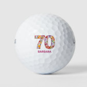 70歳の誕生日プレゼント 花の数字 - 70年 スポーツ ゴルフボール (正面)