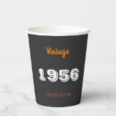 70歳の誕生日ペーパカップ – ヴィンテージ1956 ブラック 紙コップ (裏面)