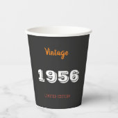 70歳の誕生日ペーパカップ – ヴィンテージ1956 ブラック 紙コップ (正面)