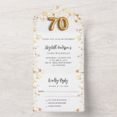 70歳の誕生日ホワイトスター金ゴールドパーティーRSVP オールインワン招待状 (内側)