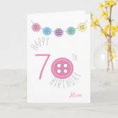 70歳の誕生日ムーム裁縫カード（ピンクのボタン付き） カード (黄色い花)