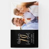 70歳の誕生日モダンブラック&金ゴールド写真コラージュ 横断幕 (縦)