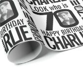 70歳の誕生日モノロルック70カスタムの写真と名前 ラッピングペーパー (ロールコーナー)