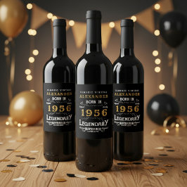 70歳の誕生日レジェンド1956年ブラック ヴィンテージ ワインラベル