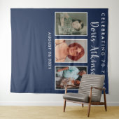 70歳の誕生日写真コラージュ背景バナー タペストリー (インサイチュ(横))