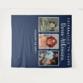 70歳の誕生日写真コラージュ背景バナー タペストリー (正面(横))