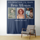 70歳の誕生日写真コラージュ背景バナー タペストリー (インサイチュ)