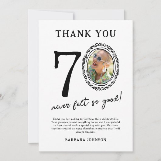 70歳の誕生日写真感謝カード サンキューカード (正面)
