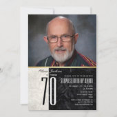 70歳の誕生日写真招待状 ゴールド メンズ 招待状 (正面)
