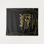 70歳の誕生日写真用背景 ブラックとゴールド タペストリー (正面(横))