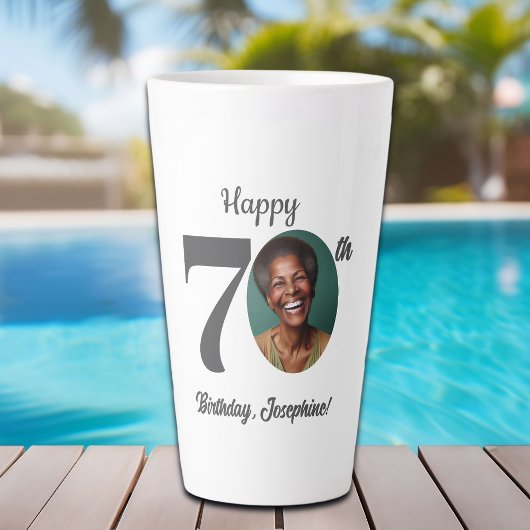 70歳の誕生日写真 カフェラテマグ