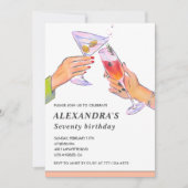 70歳の誕生日招待状カクテルパーティーシック 招待状 (正面)