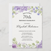 70歳の誕生日招待状 エレガントな紫の花 招待状 (正面)