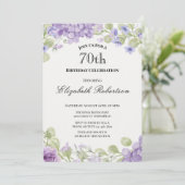 70歳の誕生日招待状 エレガントな紫の花 招待状 (スタンド正面)