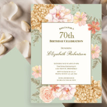 70歳の誕生日招待状　オータムカラーの花とシソの色
