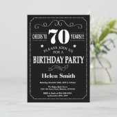 70歳の誕生日招待状 ブラックボード 招待状 (スタンド正面)