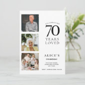 70歳の誕生日招待状（写真付き） シンプル ミニマル 招待状 (スタンド正面)
