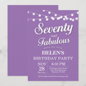 70歳の誕生日招待状 紫 かわいい 招待状 (正面/裏面)