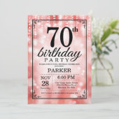 70歳の誕生日招待状 赤いグリッター 招待状 (スタンド正面)