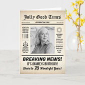 70歳の誕生日新聞、写真追加、パーソナライズ カード (黄色い花)