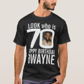 70歳の誕生日白黒ルック70写真の名前 Tシャツ (正面)