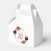 70歳の誕生日花模様金ゴールド幾何学的なブルゴーニュ フェイバーボックス (裏面サイド)