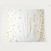 70歳の誕生日装飾、白と金色のフォトブース タペストリー (正面(横))