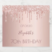 70歳の誕生日赤面バラ金ゴールドドライブ名 スパークリングワインラベル (シングルラベル)