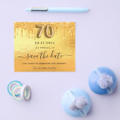 70歳の誕生日金ゴールドグリッター予算が日付を保存 チラシ (シングル)