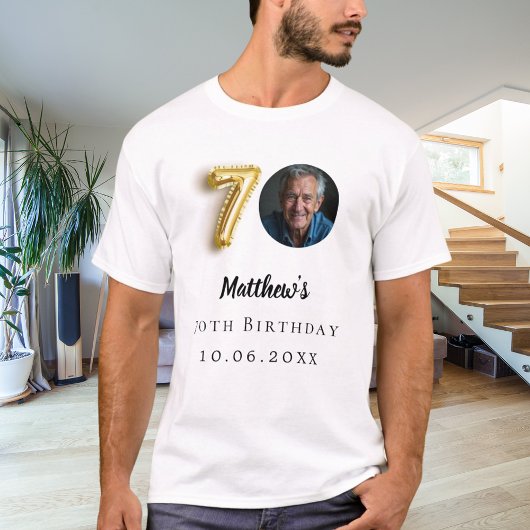 70歳の誕生日金ゴールド写真 Tシャツ