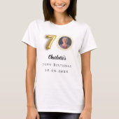70歳の誕生日金ゴールド写真 Tシャツ (正面)