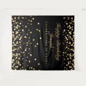 70歳の誕生日飾り、ブラックとゴールドのフォトブース タペストリー (正面(横))