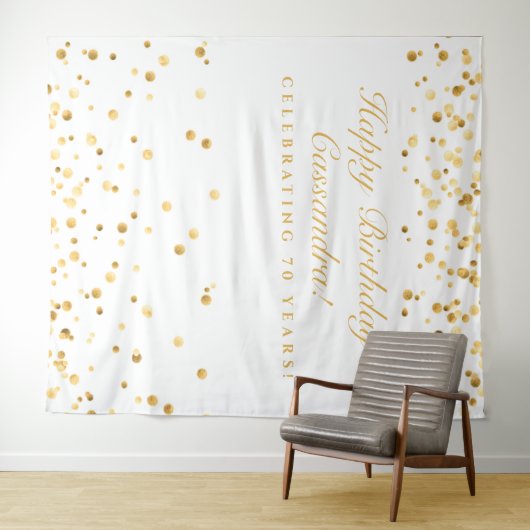 70歳の誕生日飾り 白と金色のフォトブース タペストリー (インサイチュ(横))