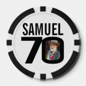 70歳の誕生日2枚カスタムの写真白黒 ポーカーチップ (正面)