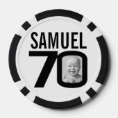 70歳の誕生日2枚カスタムの写真白黒 ポーカーチップ (裏面)