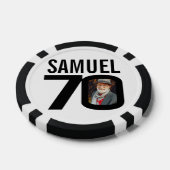 70歳の誕生日2枚カスタムの写真白黒 ポーカーチップ (シングル)